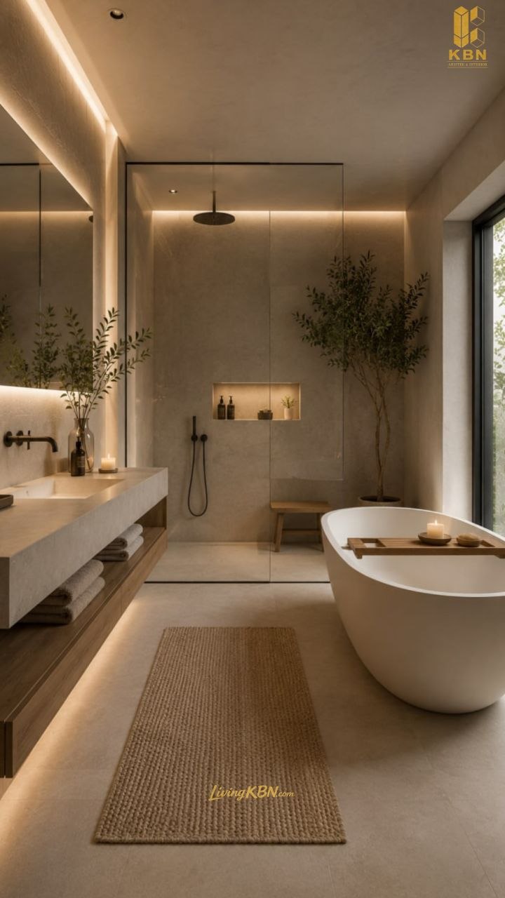 Interior kamar mandi dengan vanity karya KBN