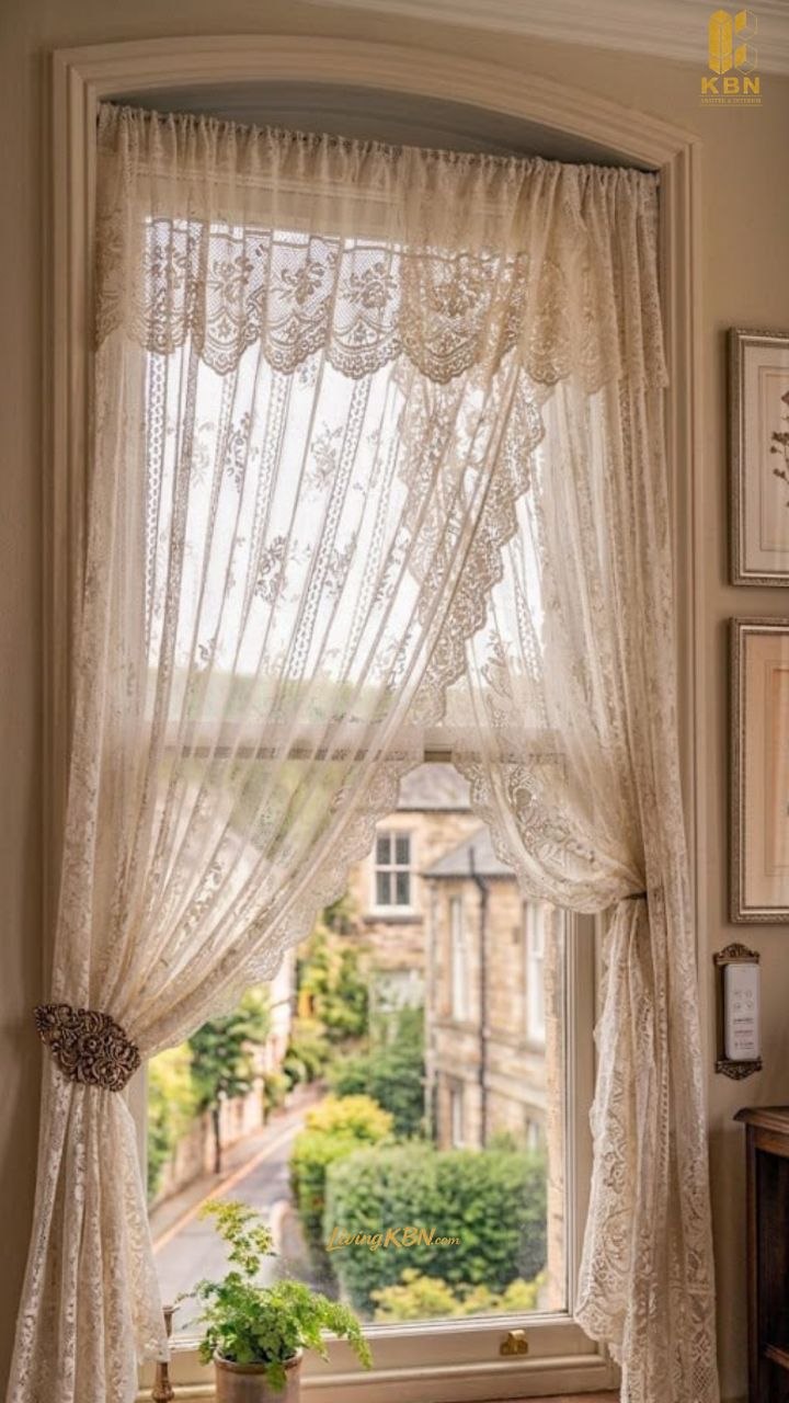 Sheer Curtain lace klasik — detail jahitan rapi dan finishing premium