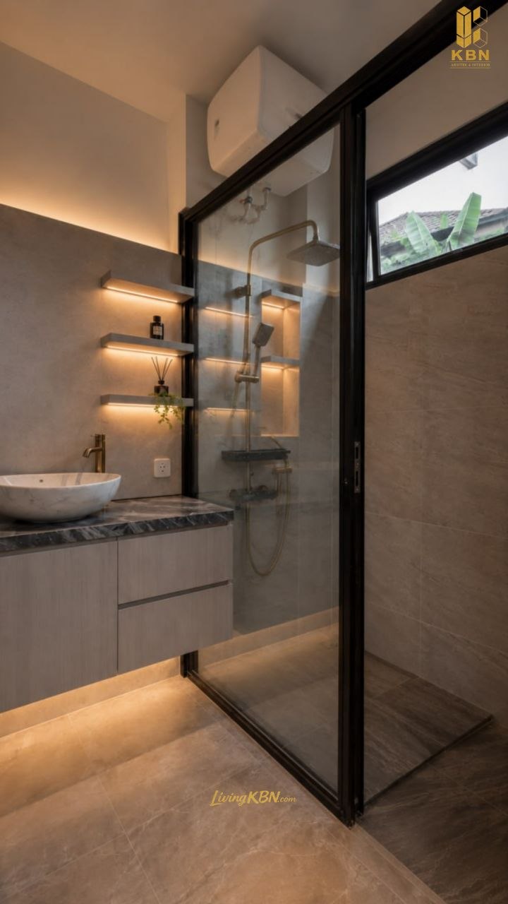 Interior kamar mandi dengan vanity karya KBN — foto 11