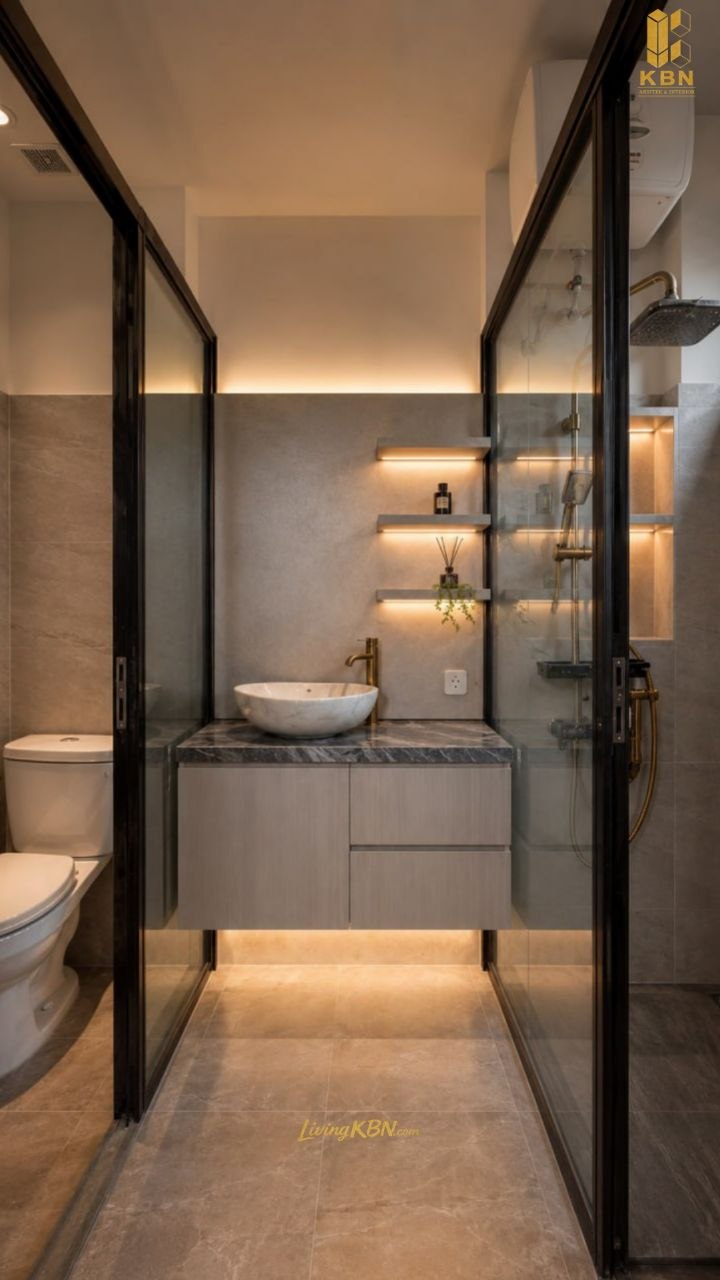Interior kamar mandi dengan vanity karya KBN — foto 9